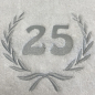Preview: Lorbeerkranz 25 silber auf Handtuch bestickt