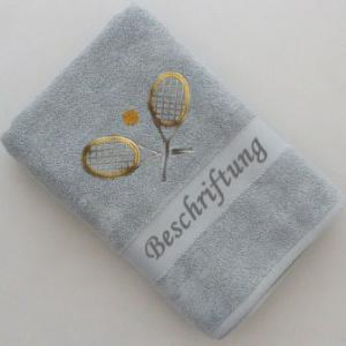 Handtuch mit Namen & Tennisschläger Stickmotiv bestickt