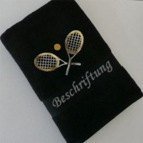 Handtuch mit Namen & Tennisschläger Stickmotiv bestickt