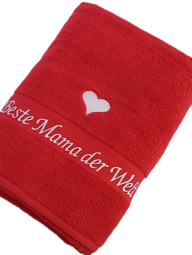 Preview: Handtuch mit Namen & Herz Stickmotiv bestickt