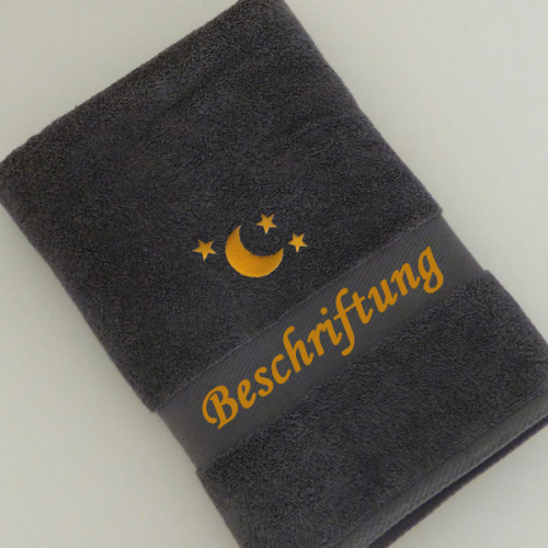 Mond Sterne Motiv auf Handtuch bestickt