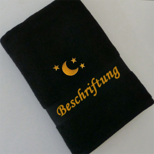 Preview: Handtuch mit Namen & Mond+Sterne Stickmotiv bestickt