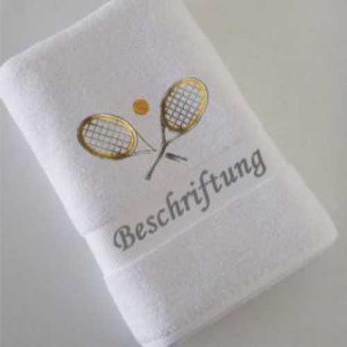 Handtuch mit Namen & Tennisschläger Stickmotiv bestickt