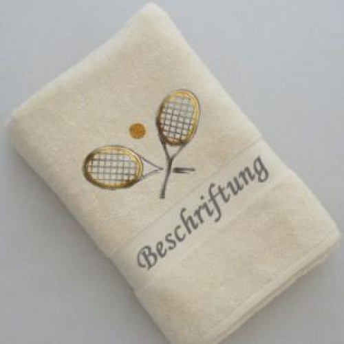 Handtuch mit Namen & Tennisschläger Stickmotiv bestickt