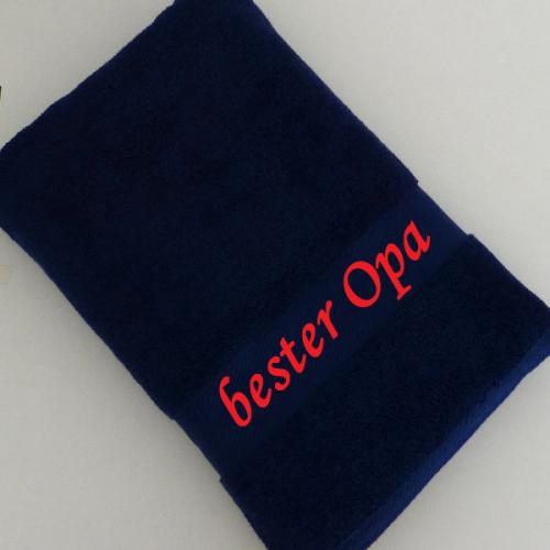 Handtuch mit Namen bestickt navy
