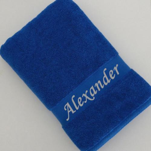 Saunatuch mit Namen bestick, royalblau, blau