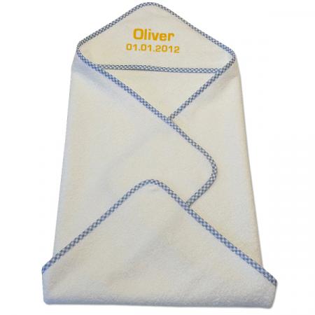 Handtuch mit Namen Geburtsdatum bestickt Babytuch Geschenk Weiß Frottee Taufe