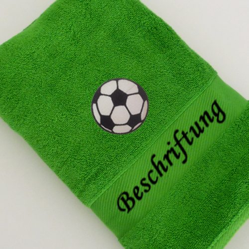Stickmotiv Fußball auf Handtuch bestickt