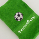 Fußballmotiv auf Handtuch bestickt
